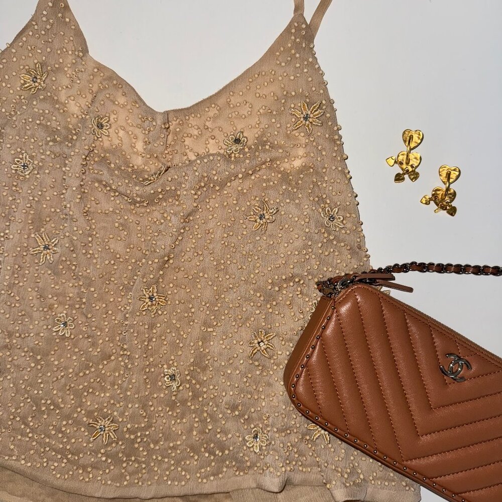 Vintage Beaded Embellished Crop Tank M/L